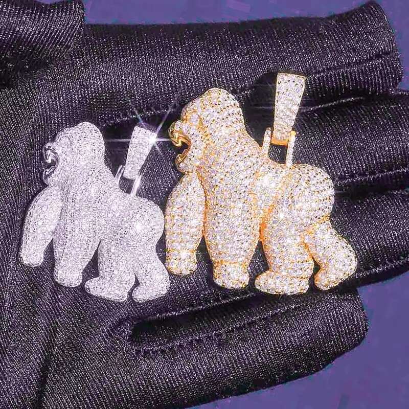 Designer necklace GRA D Color Iced Out Moissanite Mens Cluster Gorilla Pendant With 925 Sterling Silver Pass Diamond Tester