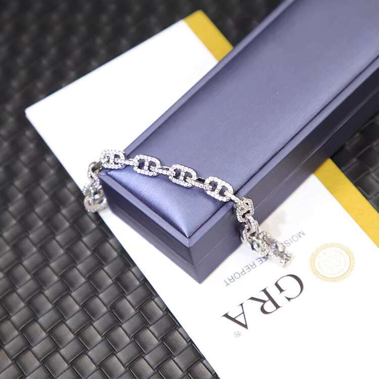 Fashion Style Pig Nose Infinity Links High Quality Moissanite Cuban Link Chains 925 Sterling Silver Chains Bracelet Necklace