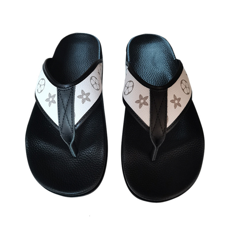 Free Shipping Designer Flip-flops Luxury Trendy Shoes PU Leather Print Slipper for Men