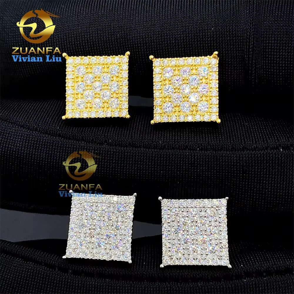 Wholesale Price Vvs Moissanite Diamond Women Jewelry Custom 18k Gold Plated 925 Sterling Silver Stud Earrings