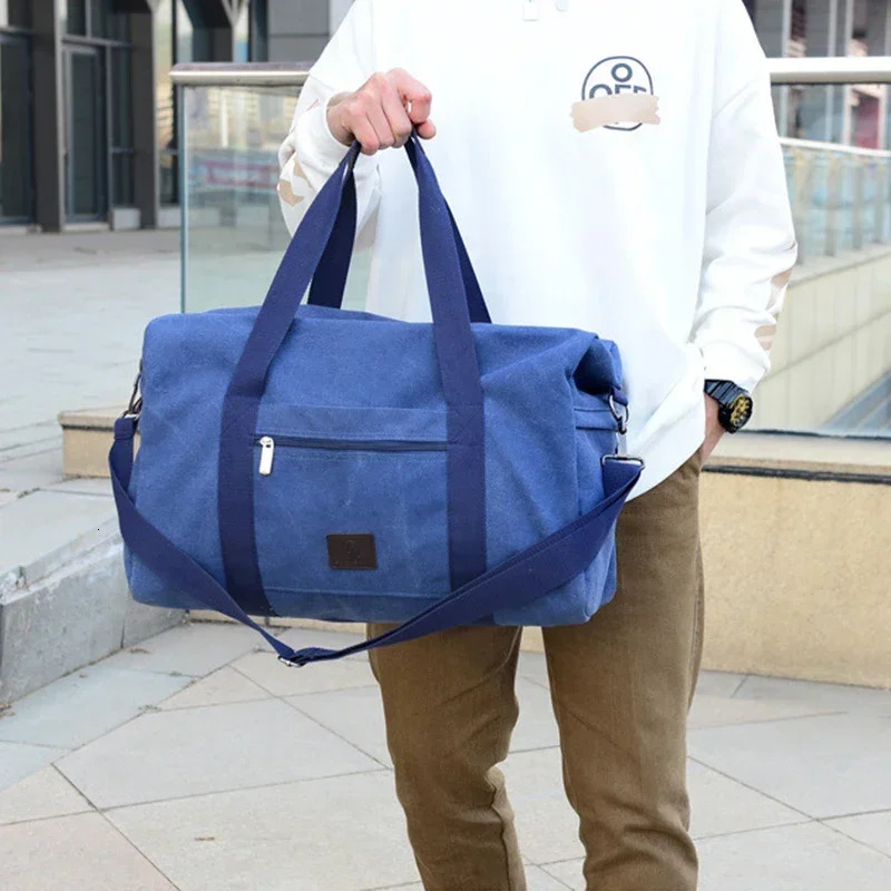 Men Large Capacity Canvas Baglarge Gym Sports Bag Cabin Holdall Duffle Shoulder Travel Weekend Bag Short-Distance Travel Package 251110