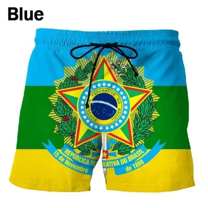 3D printed Brazilian flag pattern beach shorts for mens summer fashion casual board shorts for mens outdoor sports gym swim trunksW250410
