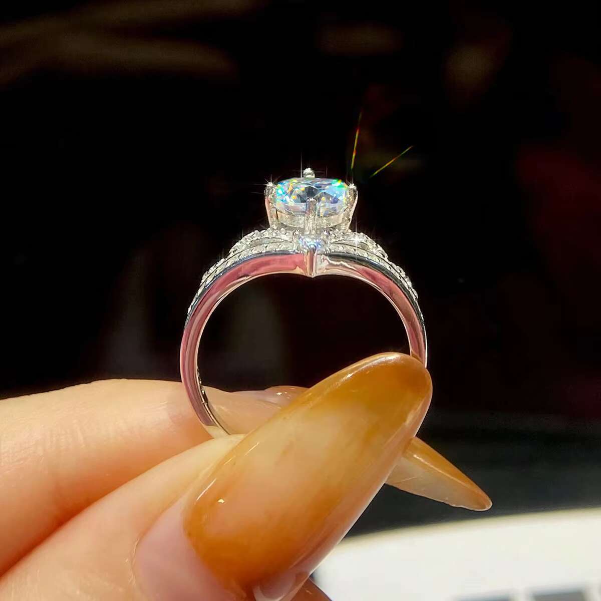 Wholesale Pure S925 Sterling Silver Gra Diamond Moissanite Ring Wedding Fine Jewelry for Women