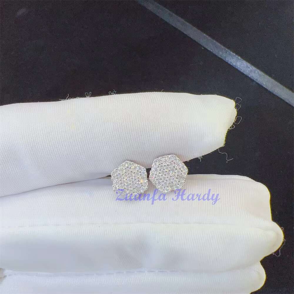 Zuanfa VVS Diamond Moissanite Jewelry Gold Plated Screw Back Earrings Hip Hop Stud Earrings
