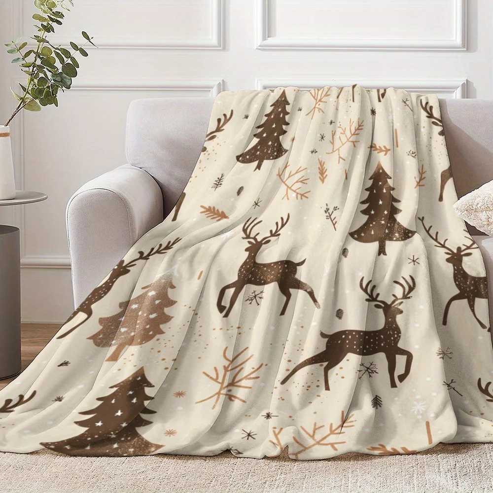 Christmas Soft Cozy Flannel Throw Blanket - Contemporary Digital Printed Polyester Knitted Quilt Bedroom velvet flannel C251111