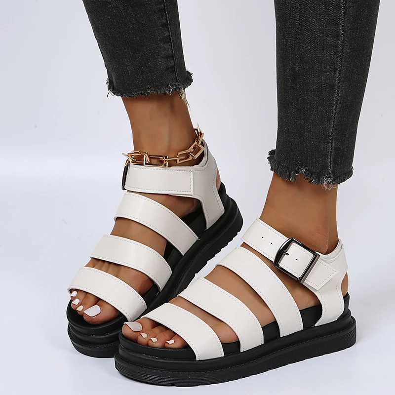Black open plain wedge shoes for womens summer beach sandals sexy womens plus size PU leather sandals no print Sapato FemininoXJ250410