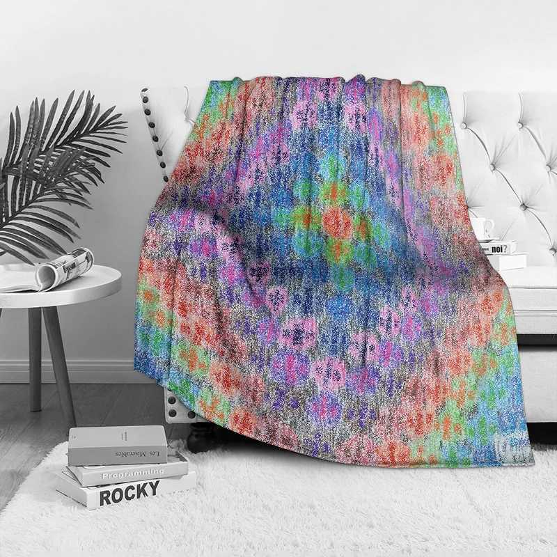 Vibrant Colorful Abstract Print Throw Blanket Soft Fleece Bed Sofa Decorative Throw Blanket C251111