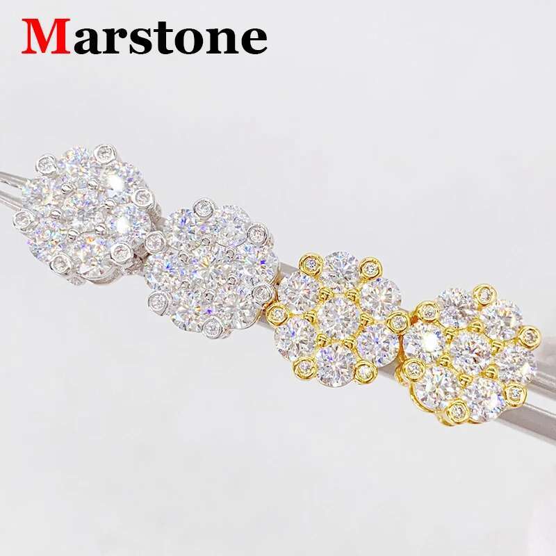 Full Moissanite Diamond Flower Screw Stud Earings D Color Womens Earrings 925 Silver Top Quality Hip-hop Earings for Women