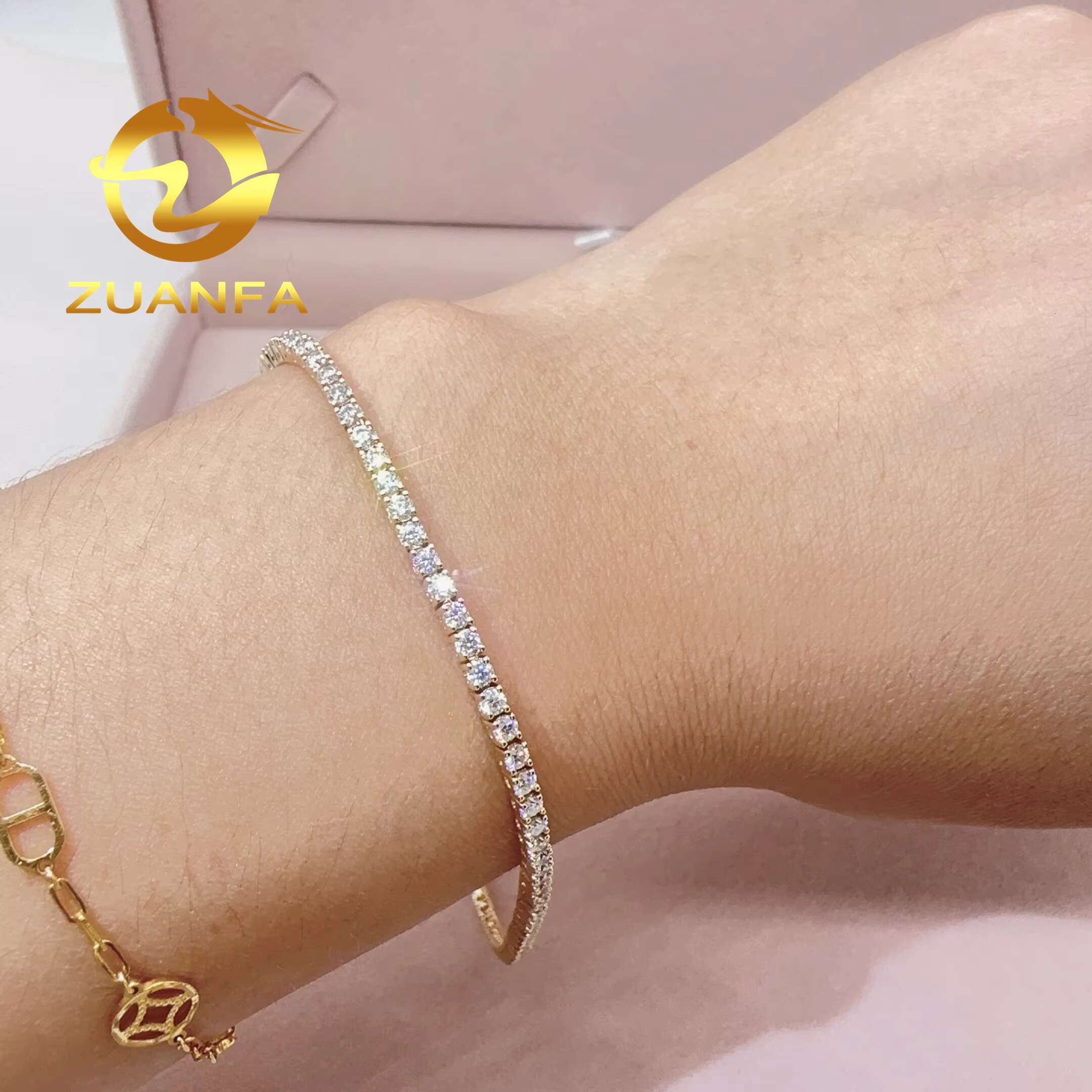 Hip Hop Jewelry Moissanite Tennis Chain 2mm 10k/14k Vvs Diamond Fashion Tennis Chain Necklace Bracelet