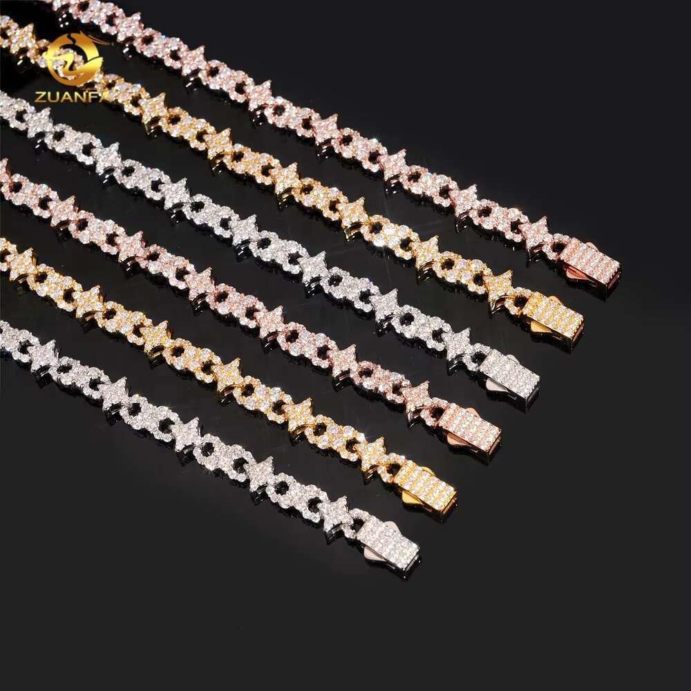 New Arrival Iced Out Fancy Shape Infinity 925 Silver Rose Gold Moissanite Diamond Women Necklace