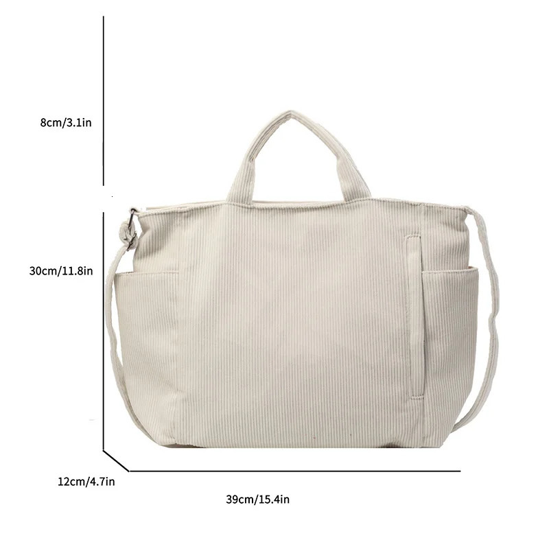 Solid Color Corduroy Tote Bag Fashion Large Capacity Shouder bag Casual Crossbody For School Travel striped ladies handbags 251110