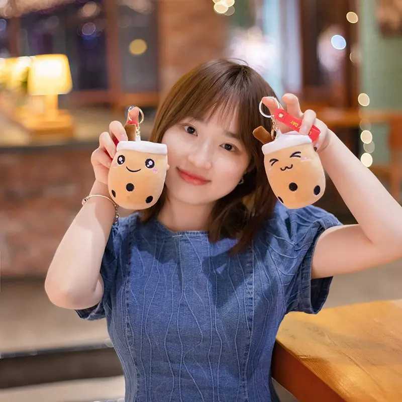 10cm Kawaii Bubble Anime Tea Cup Keychain Soft Plush Toy Filled Boba Doll Cute Backpack Decoration Best Gift for Girls and Children W250411