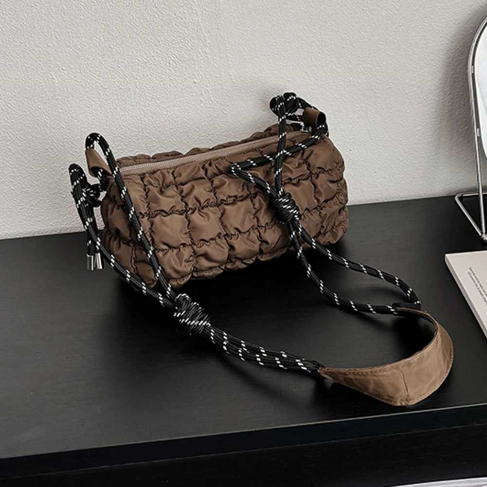 Women Soft Shoulder Bag with Braided Rope Strap Padded Crossbody Bag Large Capacity Puffer Satchel Bag Daily Bag for FemaleT251110