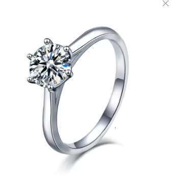 Inventory Wholesale Ins Simple Six Claw Ring Mosan Stone Women Ring Jewelry 925 Sterling Silver Ring