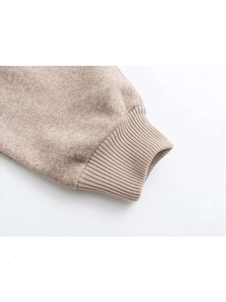 Hooded Zipper Short Jackets For Women Vintage Long Sleeve Loose Fit Bomber Jacket Coats Autumn 2025 Thick Warm Outerwears 251105