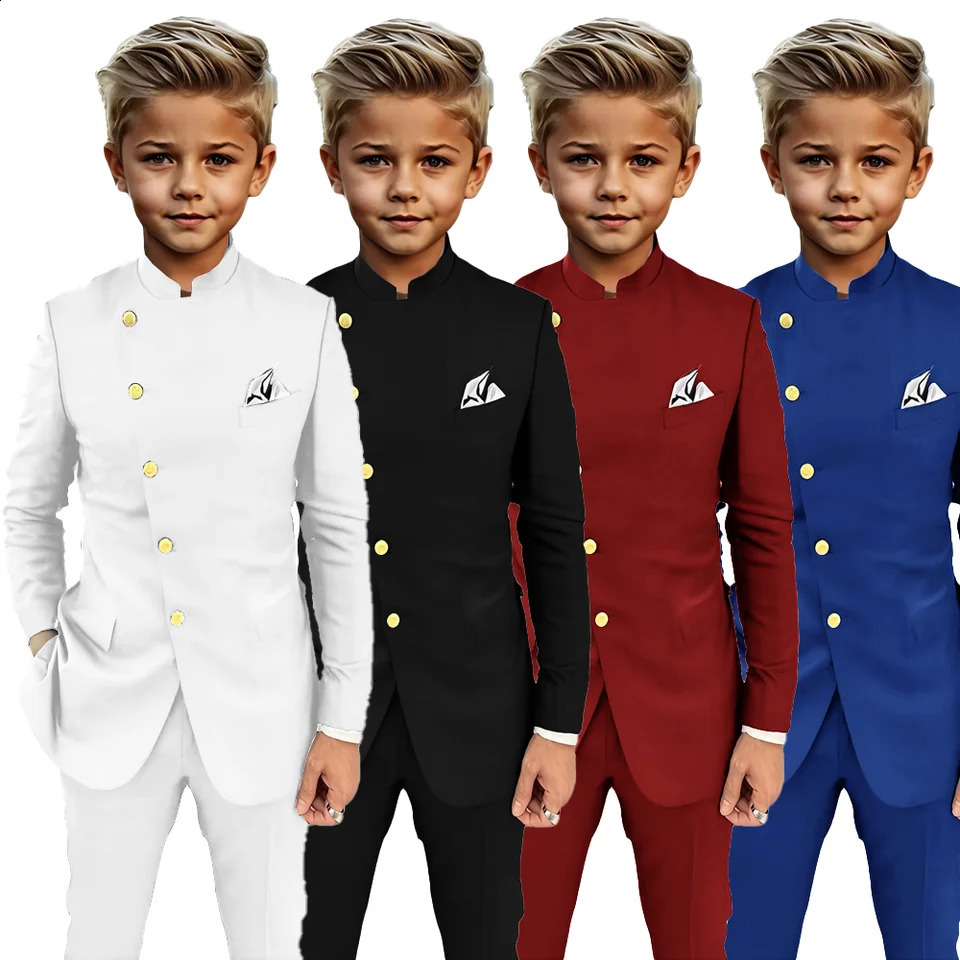 African Style Suit for Kids Classic Boys Suit Wedding Tuxedo 2-piece Set Long Blazer Pants Custom Clothes for Boy 250410
