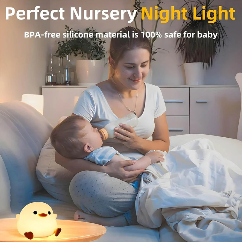 DoDo Duck Night Light Cute Duck Lamp Rechargeable Dimmable Nightlight Silicone LED Bedside Lamp Nursery Touch-Sensitive 250410