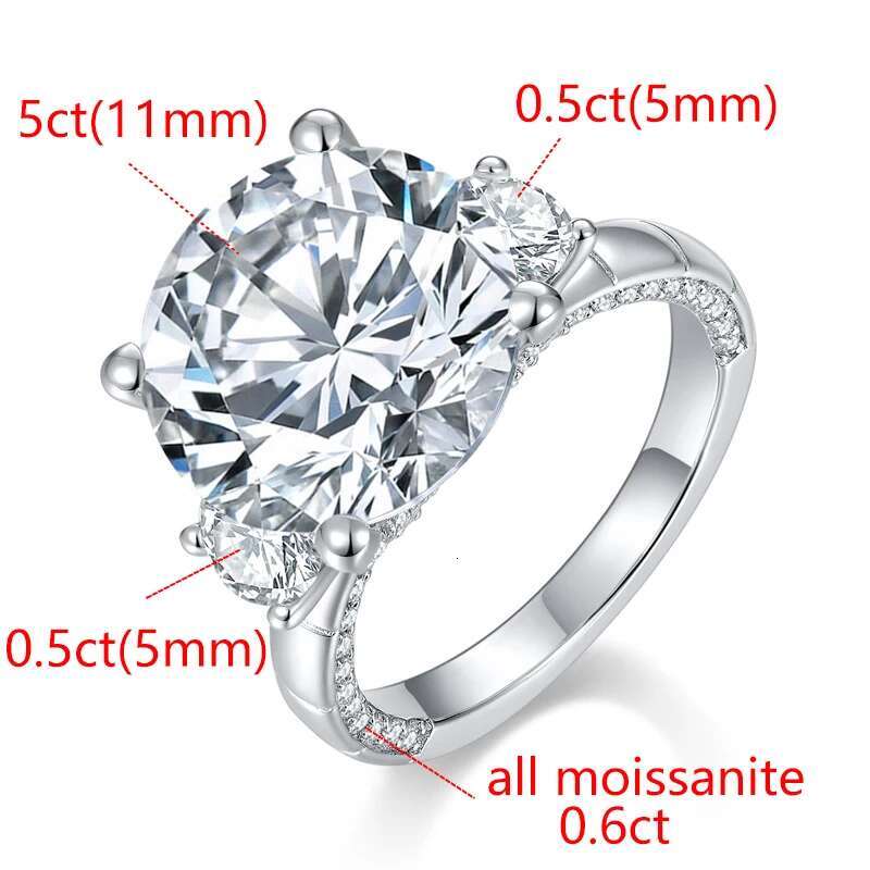 5CT Full Moissanite Diamond Luxury Ring Wedding Rings 925 Sterling Silver 18k White Gold Top Quality Ring for Women New