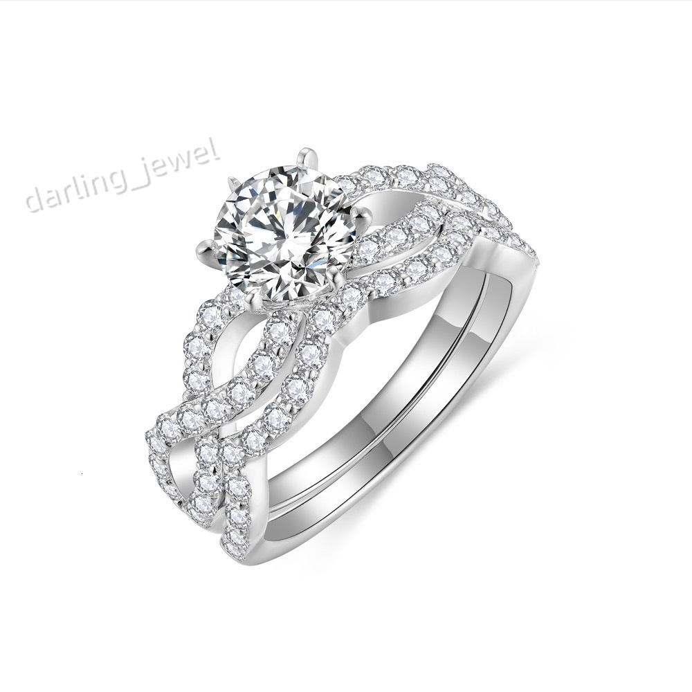 Ruizuan Star 925 Sterling Silver Fashion Jewelry Rings Set Romantic 1CT 6.5mm Moissanite Jewelry Women