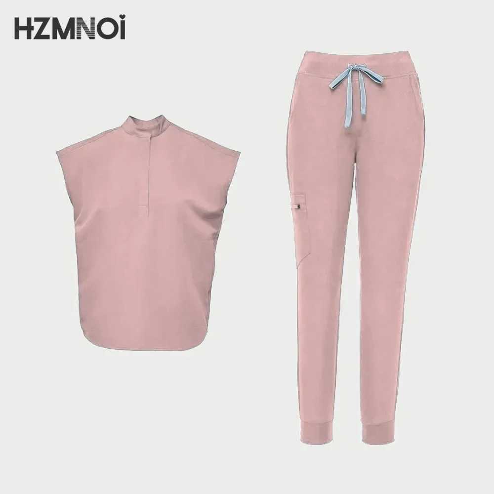 Scrub Sets Nurse Surgical Uniform Women Summer Slim Comfortable Oral Doctor Work Wear Short Slve Sets Operating Room Clothes X2505281