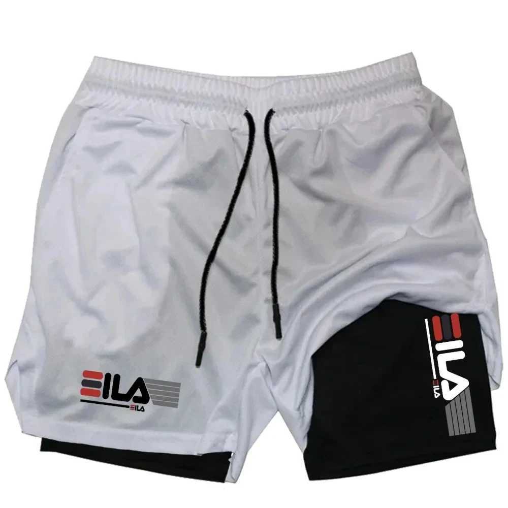 Mens 2-in-1 sports shorts breathable fast drying double-layer running casual sports bottom comfortable fitness suitW250410