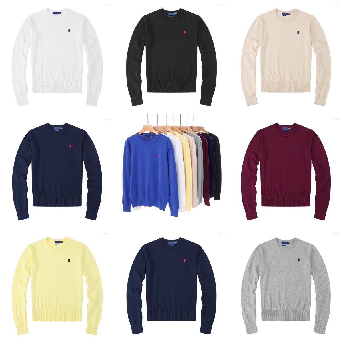 Men Sweater Small Horse Embroidery Autumn/Winter Golf Men's Thermal Sports Pullover Versatile Cashmere Fashion Crew Neck Long Sleeve with Letter Design