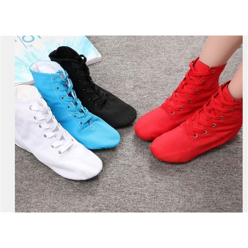 1pairlot Men Women Sports Dancing Sneakers Jazz Dance Shoes Lace Up Dancing short boots Blue Red Black 251023ww