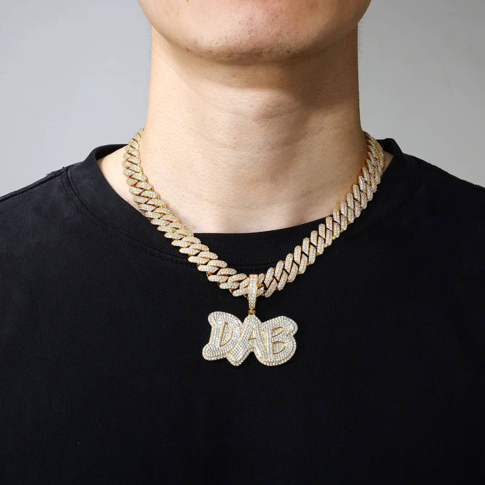 Moissanite Hip Hop Gesture Slang DAB Letter Pendant High Quality Handmade 925 Sterling Silver Lab Mossanite Diamond Mens Jewelry Customizable