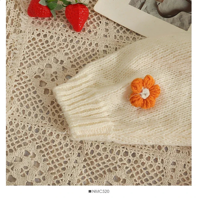 PTKPCC autumn colored decal cardigan suitable for womens cute long Vneck knitted crop sweater girls soft 250407