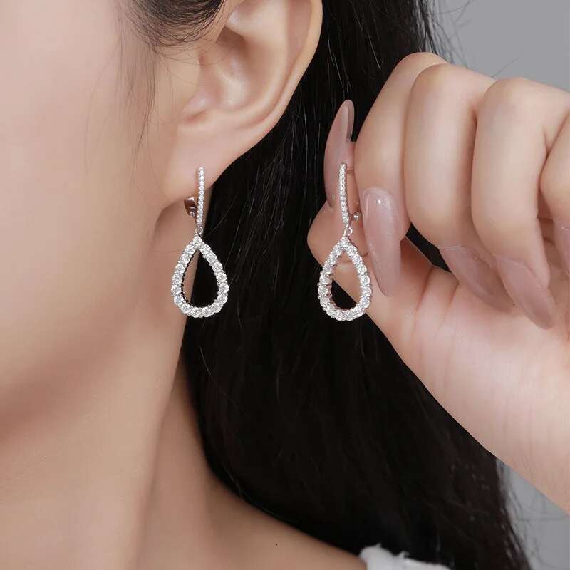 4.976ct Full Moissanite Real D Color Wedding Earrings for Women Gift S925 Sterling Silver Square Drop Ear Fine Jewelry