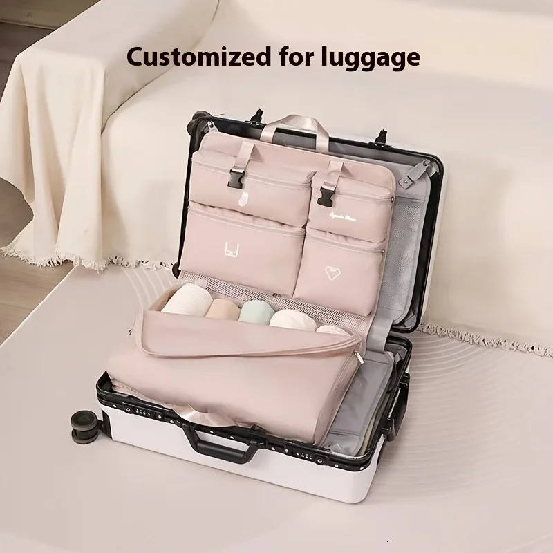 Portable Travel Organized Cube 6 Compartments Travel Organizer Packing Cube Luggage Colthes Divider Underwear Socks Storage Bag 251110