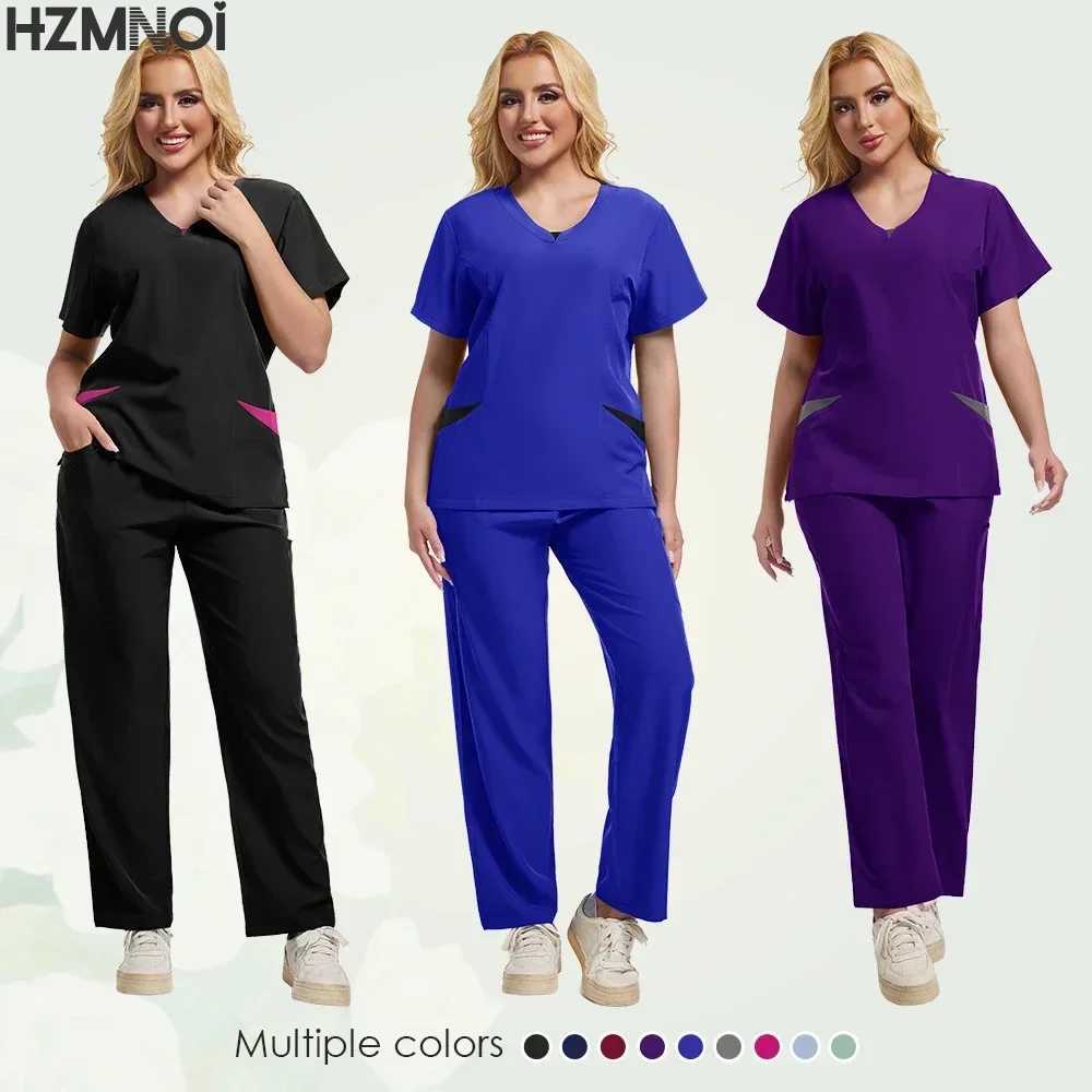 New Hospital Medical Scrub Suits Nurse Uniform Women Medical Clothing for Doctor Scrub Set Beauty Work Clothes Surgery Top Pants X2504101