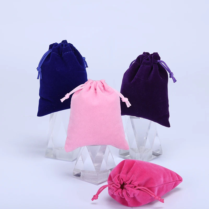 10Pcs Pink Color Separation Flannel Bags Jewelry Gift Display Packing Velvet Drawstring Pouches Xmas 251110