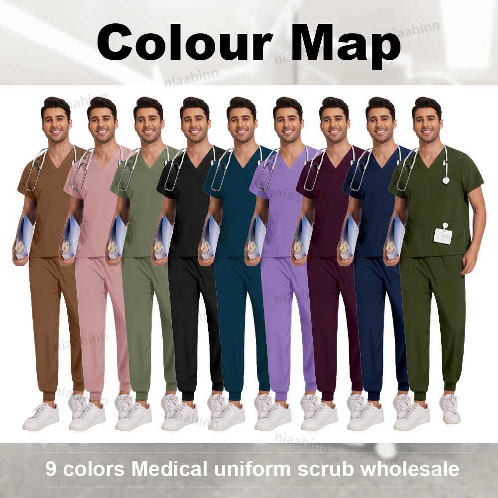 Medical Scrubs Breathable Hospital Uniform Mens and Womens Short Sleeve Nursing Scrub Uniform Set Doctor Nurse Work Clothes X250410