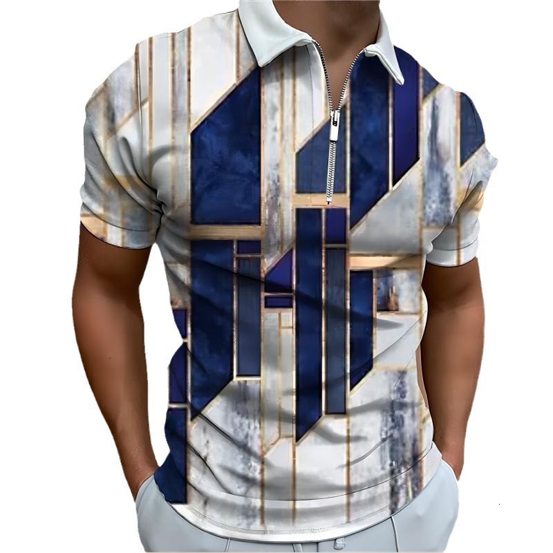 Mens POLO Polo Collar Summer 3D Casual Polo Shirt Summer Daily T-shirt