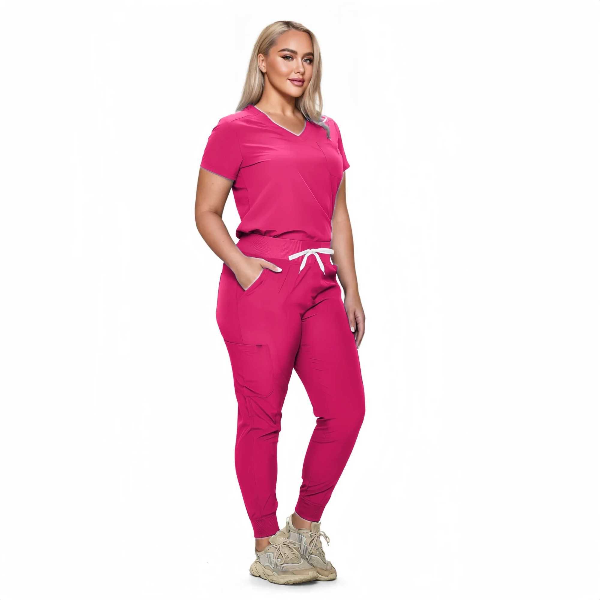Hospital nurse uniform comfortable medical jogging fashionable frosted set new design hospital female nurse top and pants frosted set X250410