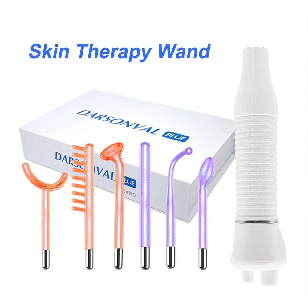 High Frequency Facial Spa Hine W/ LED Light Electrode Glass Tube Face Skin Care Wand Comb Acne Remover Beauty Instrument