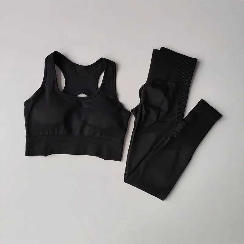 Womens sportswear fitness set yoga set sportswear sports bra+high waist and leg gym clothing seamless sportswearW250411