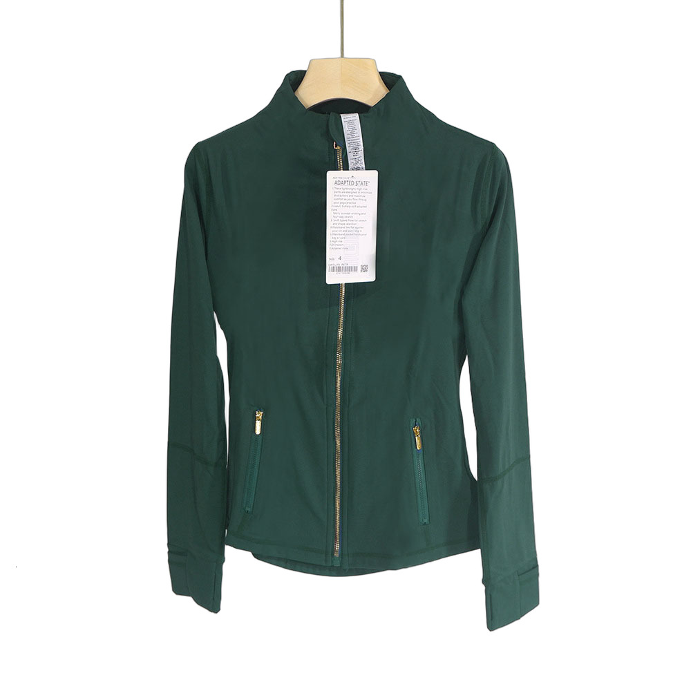 Limited Gold Zipper Yoga Jacket Outfits Stand Up Collar Yogo Outfits Clothes Long-Sleeve Thumb Hole Training Running Sweateshirt Women Slim Fitness Coat