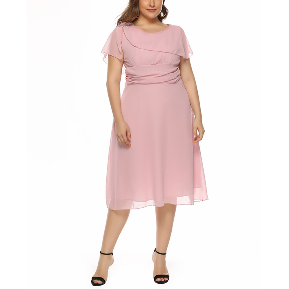 2025 Temperament Chiffon Large Size Dress Medium Length A-line Skirt Slim