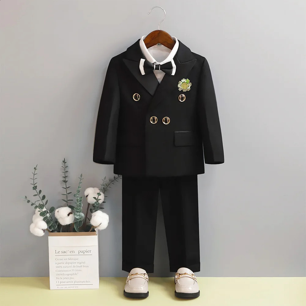Children Boy White Wedding Suit Kids Suit For Boys Elegant Formal Suits For Children 4 To 10Y Kids Boy School Uniform Blazer Set 250410