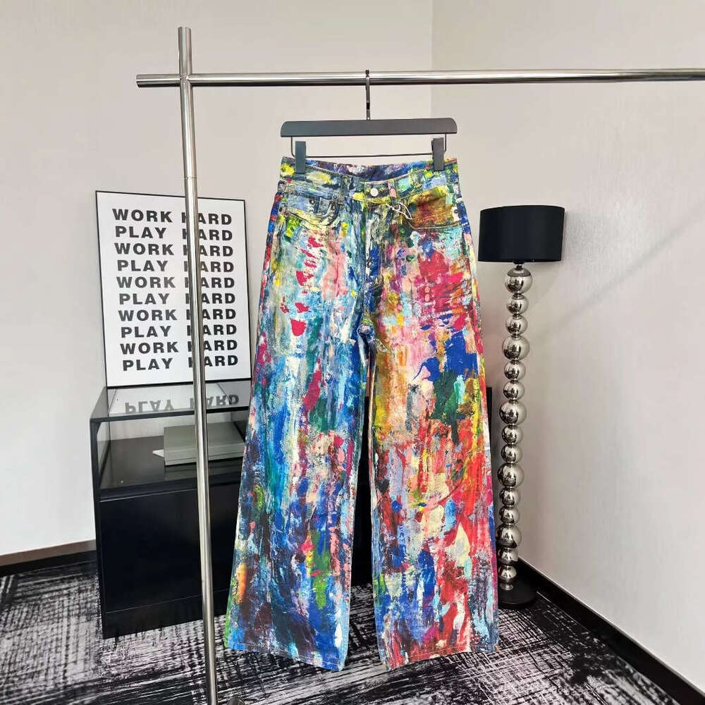 Women's Wear Women's Wear New Heavy Industry 3D Visual Printing AC Trendy Brand Street Style Straight Leg Jeans Men's And Women's 