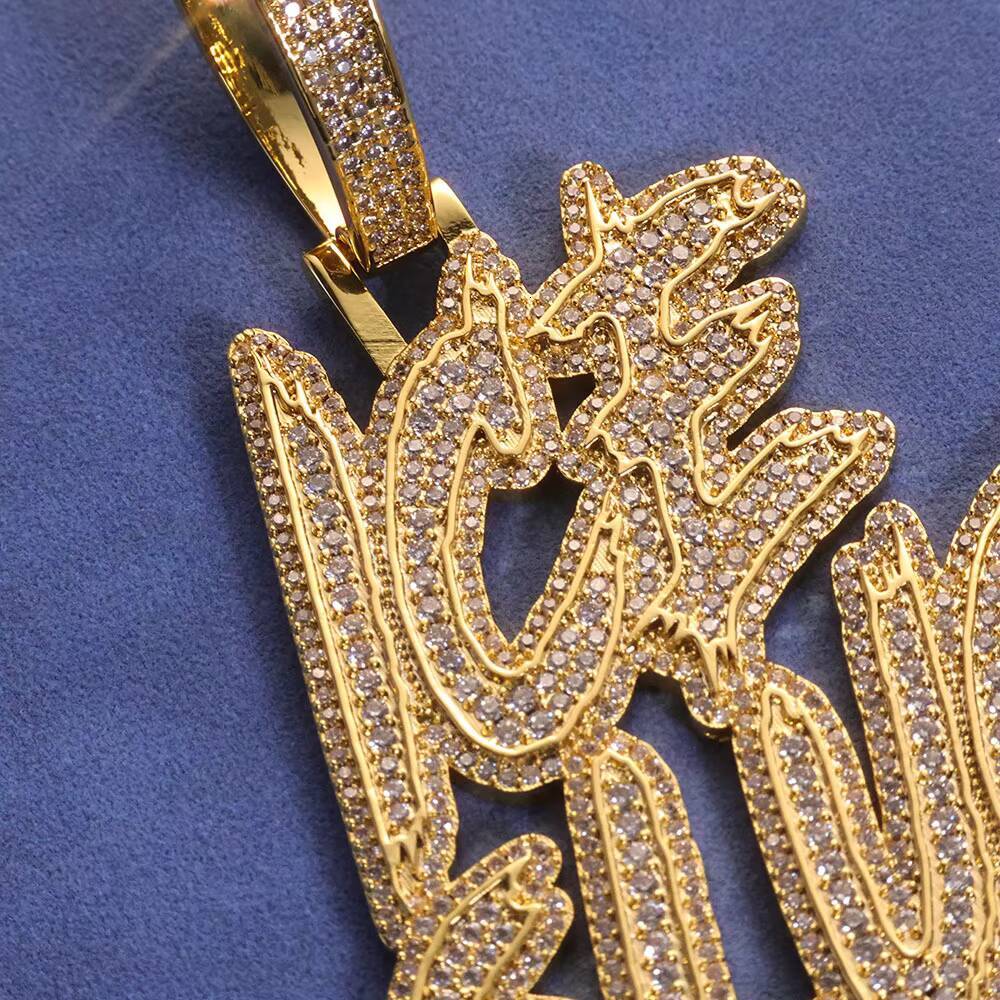 NUOYA Double Row Letter Pendant Personalized Hip Hop Necklace Custom Charm Jewelry Gold Plated Pendant Customizable