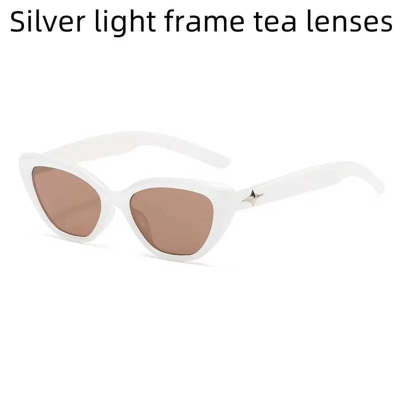 Retro cat eye womens sunglasses high-end small frame star sunglasses fashionable street photography UV protection sunglassesT250411