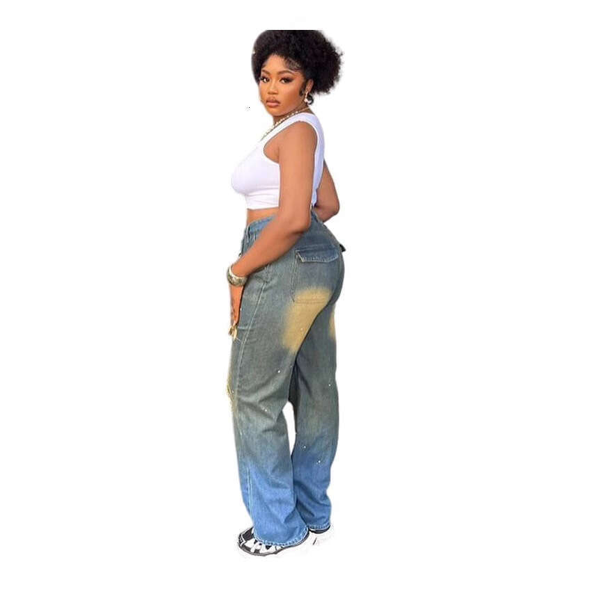 Women's Wear Women's Wear Women's Straight Leg Jeans, Women's Street Ripped Holes, Washing Water, Hanging Dyeing, Making Old Jeans