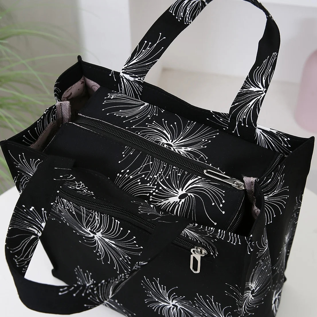 Vintage Large Capacity Handbag with Lunch Box Storage Bag for Work Commuting Shopping Portable Mother Cloth Tote 251110