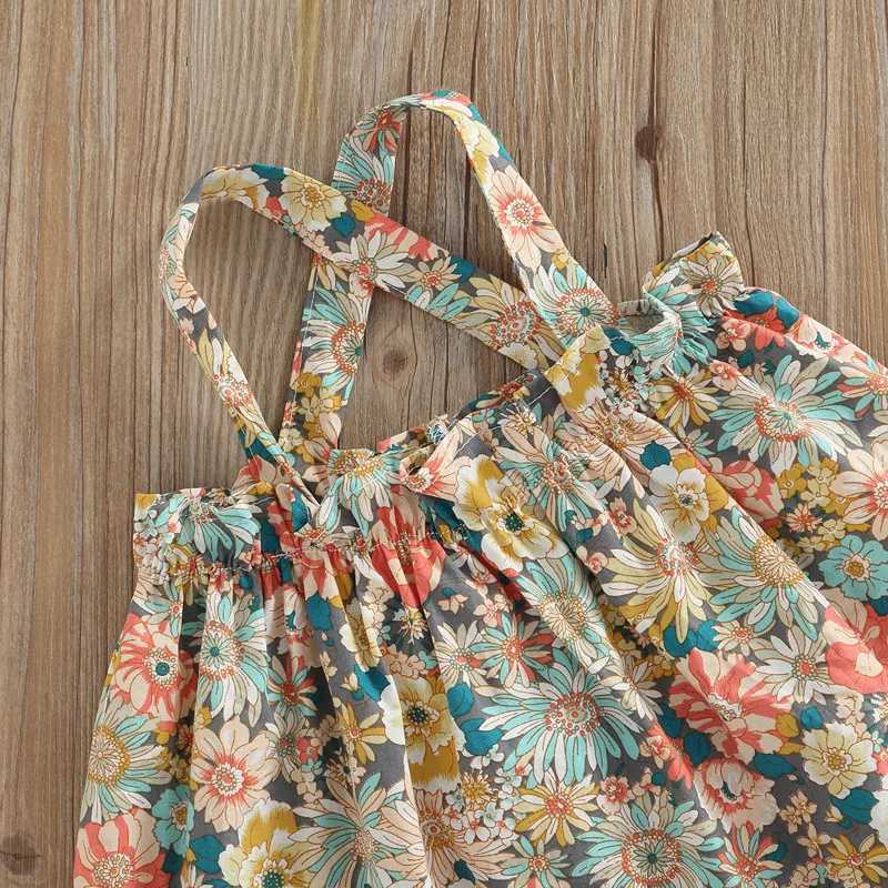 1-5 year preschool girls summer set sleeveless and backless vest+elastic band floral pants for girls casual 2-piece setXJ250410
