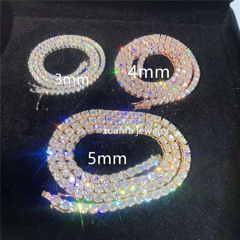 Top Selling 925 Sterling Silver 3mm 4mm 5mm VVS Lab Diamonds Tennis Necklace Moissanite Tennis Chain