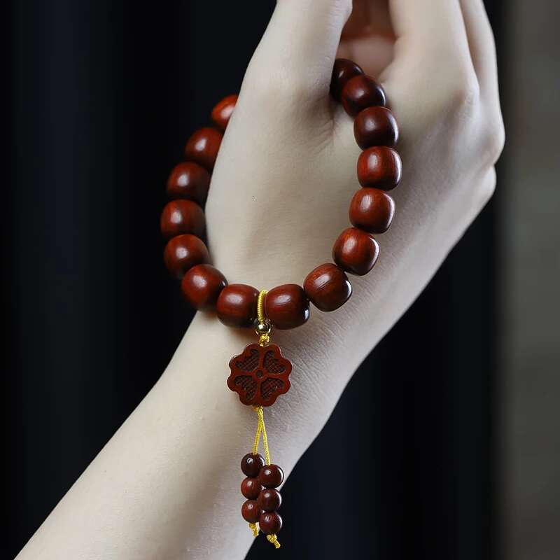 UMQ Natural Small Leaf Rosewood Old Diy Bracelet Men's and Women's Jewelry Clover Pendant Buddha Beads Wenwan