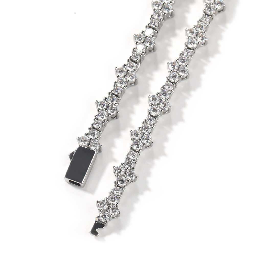 Personalized 925 silver moissanite studded hip-hop necklace mens rap trendy brand high-end feel spring buckle airplane tennis chain accessory